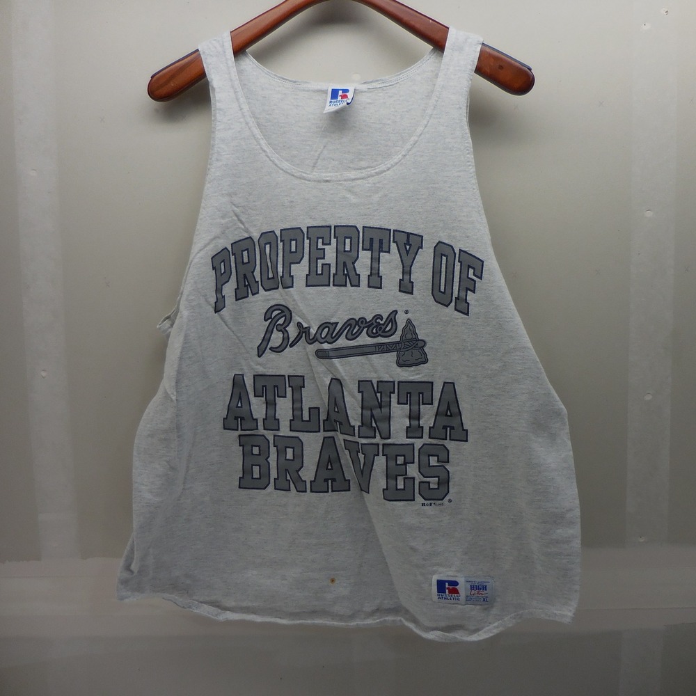 Vintage Russell Athletic Atlanta Braves Tank Top XL Gray 1995 Made in USA